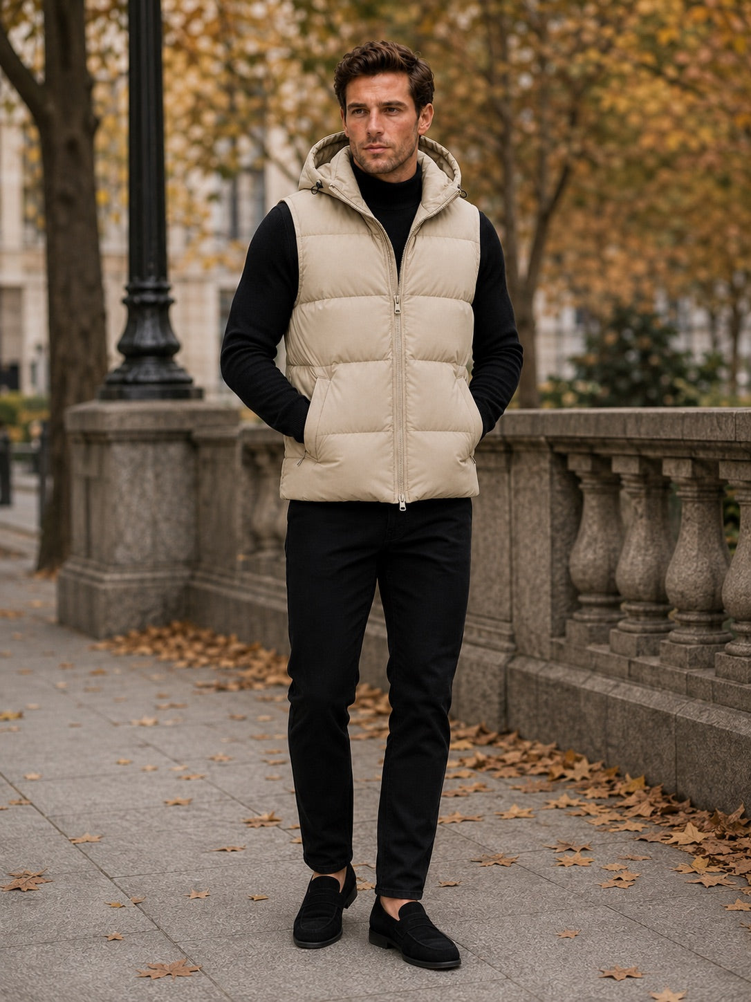 Men’s Hooded Puffer Gilet Thick Warm Autumn Winter Jacket for Casual and Outdoor Wear