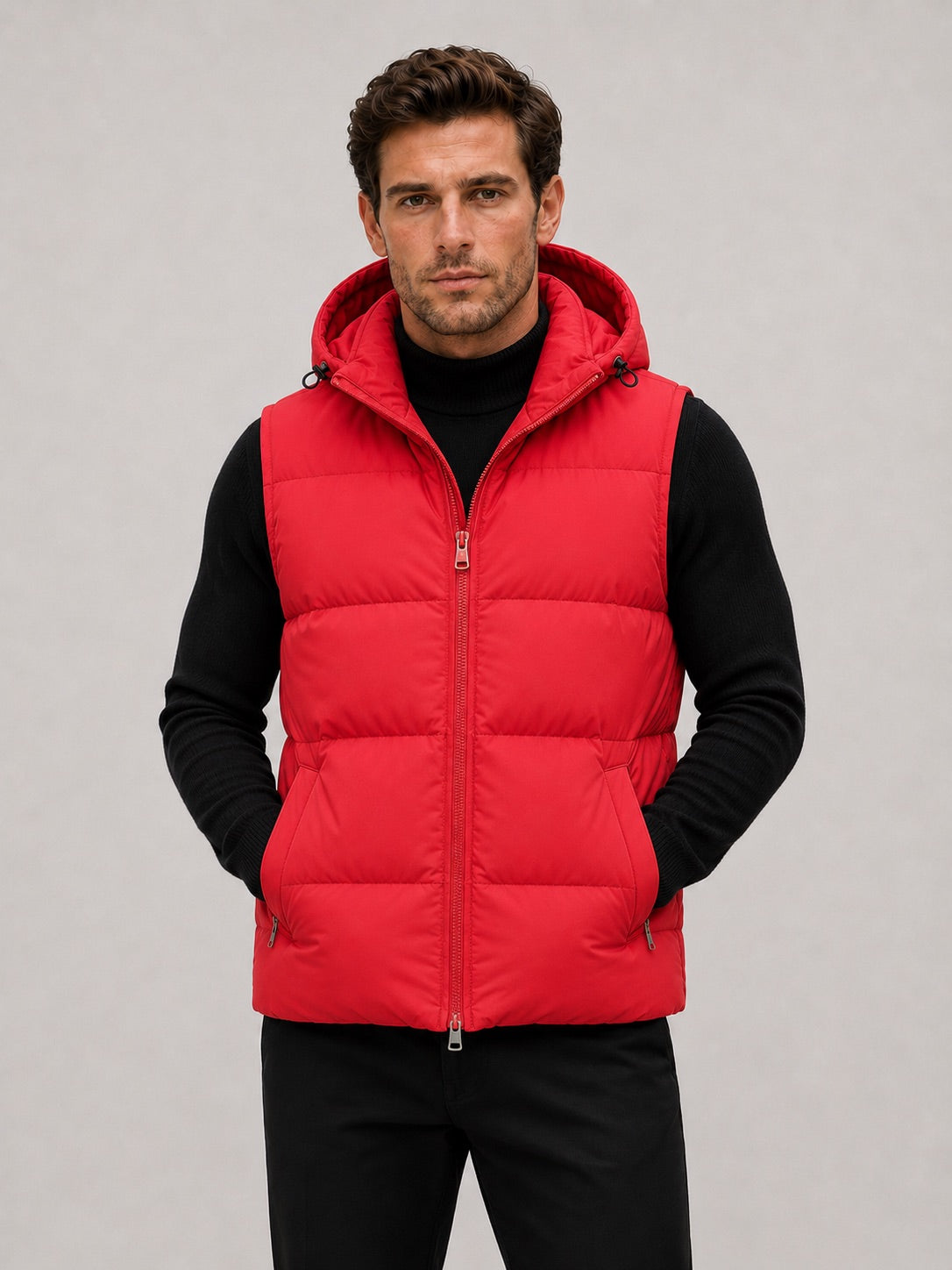 Men’s Hooded Puffer Gilet Thick Warm Autumn Winter Jacket for Casual and Outdoor Wear