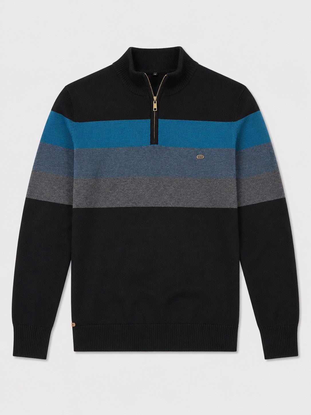 Men’s Quarter Zip Jumper Patchwork Cotton Mock Neck Warm Winter Pullover for Business Casual and Everyday Wear