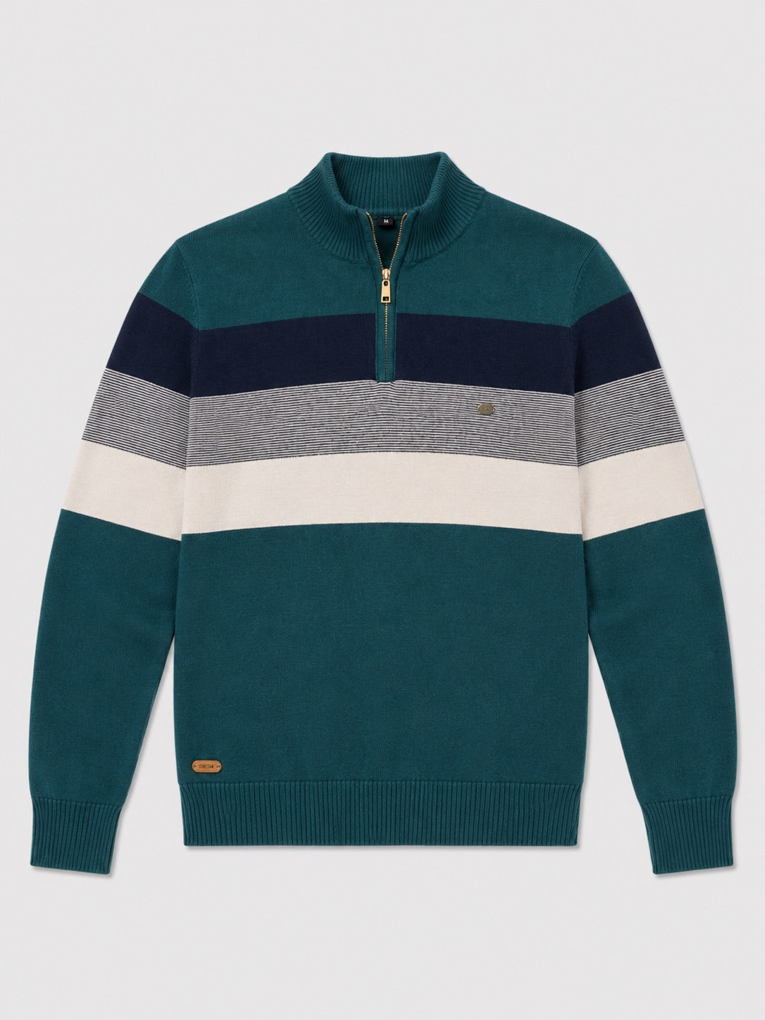 Men’s Quarter Zip Jumper Patchwork Cotton Mock Neck Warm Winter Pullover for Business Casual and Everyday Wear