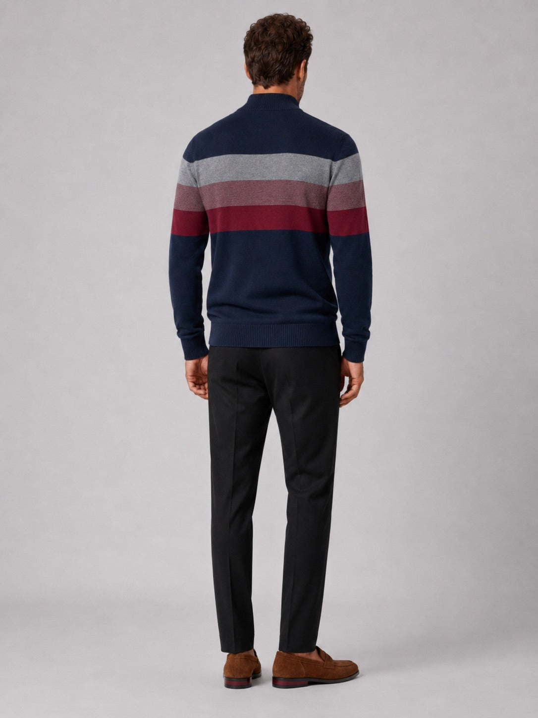 Men’s Quarter Zip Jumper Patchwork Cotton Mock Neck Warm Winter Pullover for Business Casual and Everyday Wear