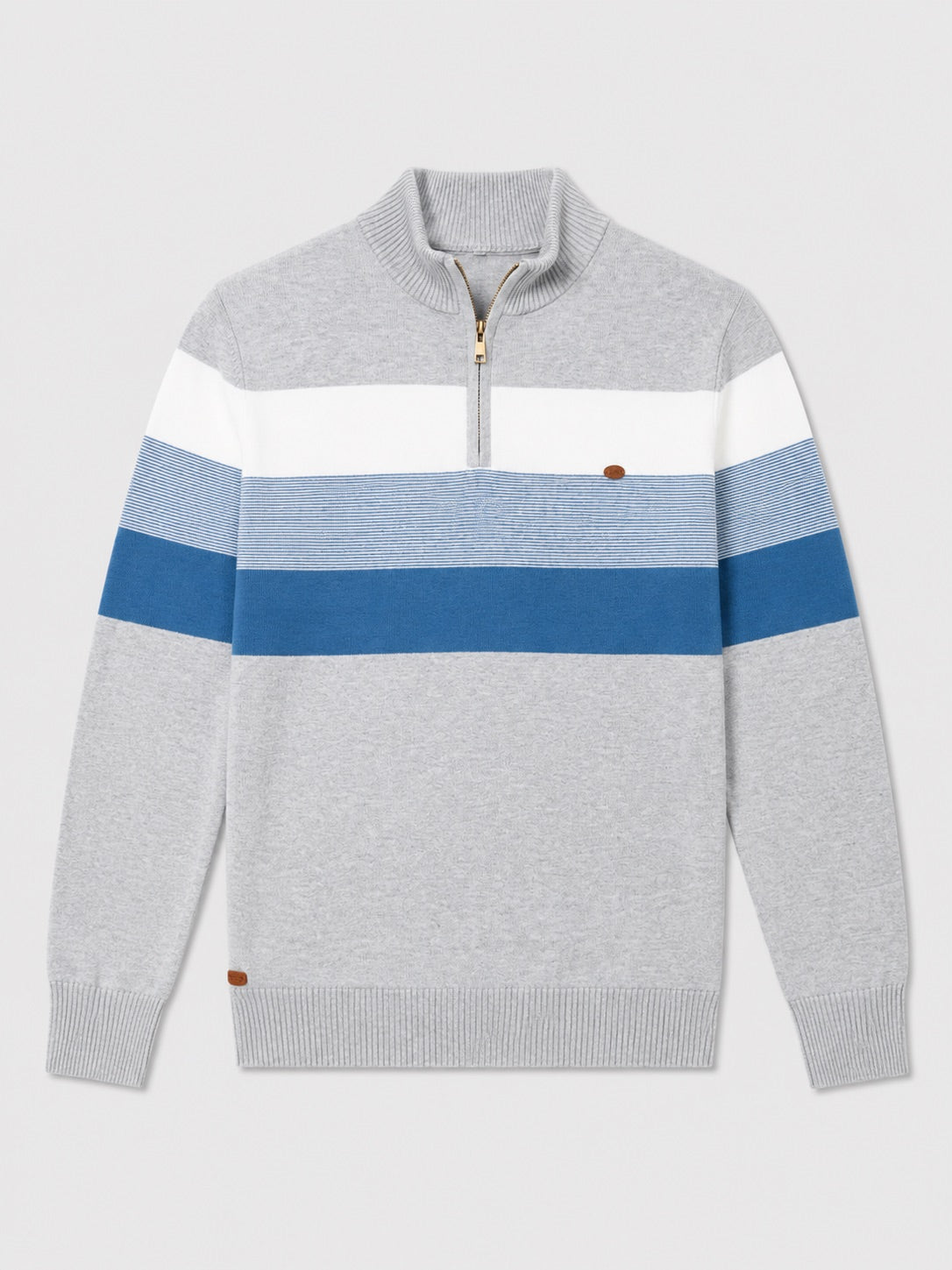Men’s Quarter Zip Jumper Patchwork Cotton Mock Neck Warm Winter Pullover for Business Casual and Everyday Wear