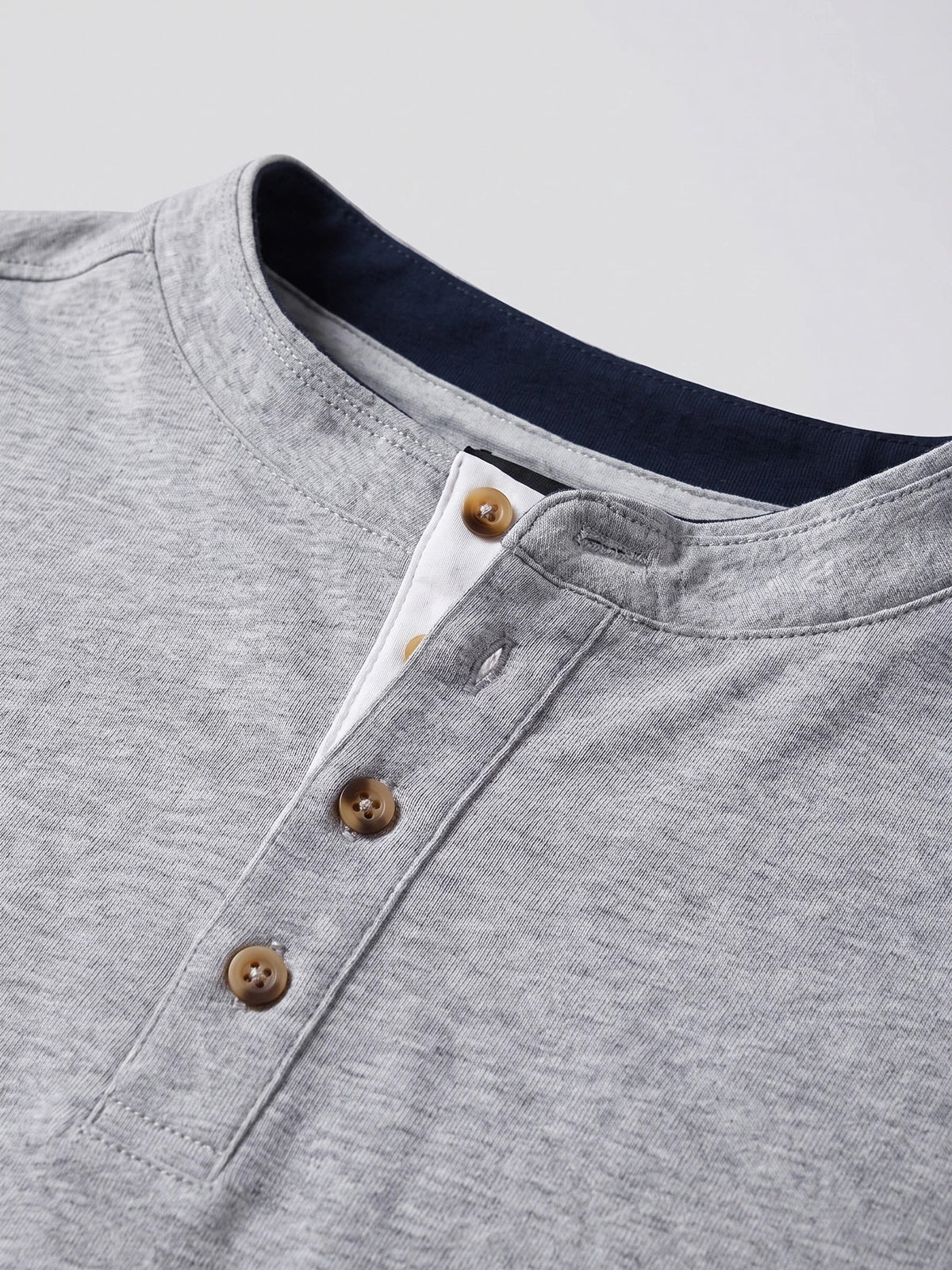 Men's Slim-Fit Long Sleeve Henley Shirt, Cotton Button Collar