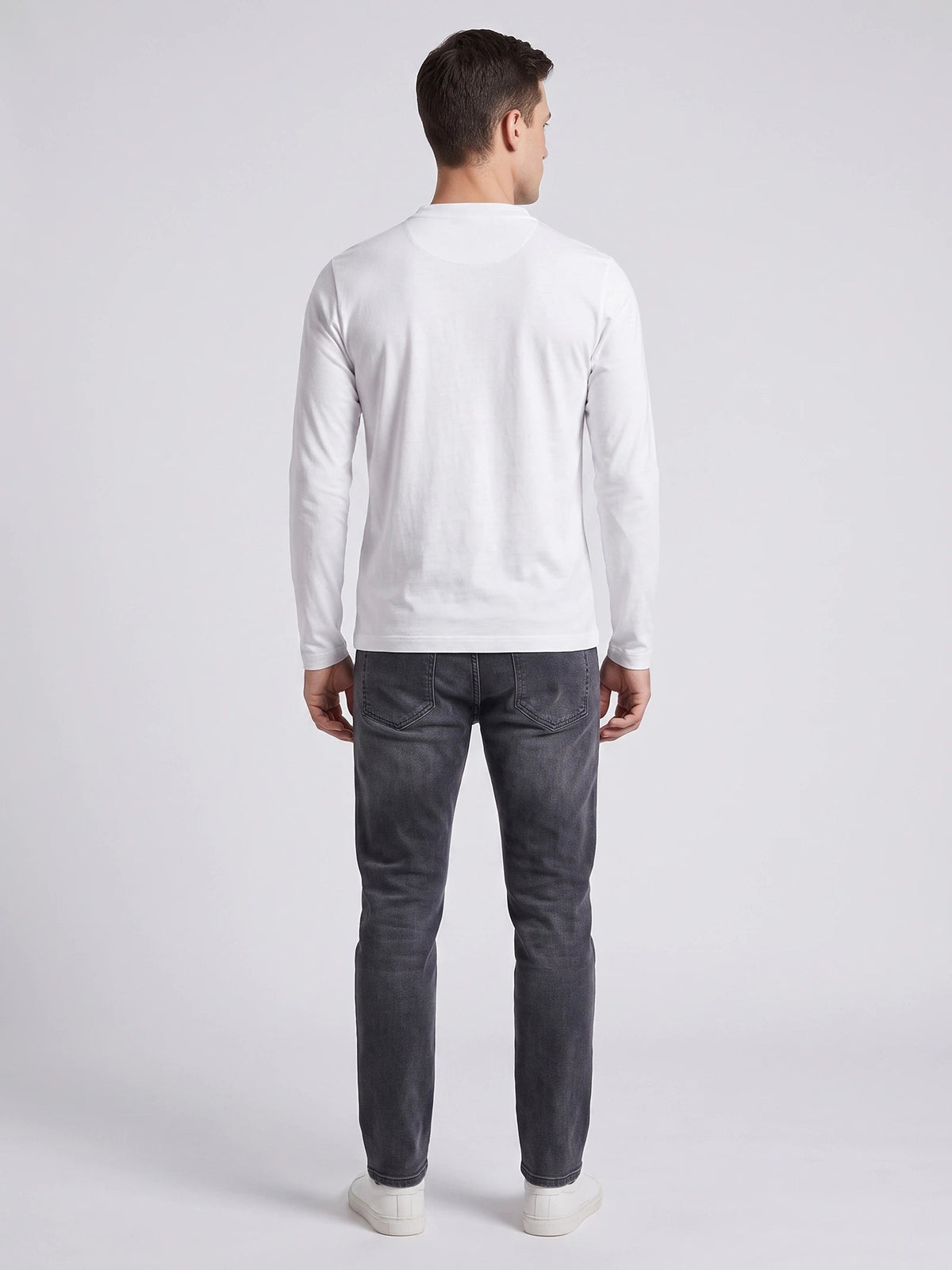 Men's Slim-Fit Long Sleeve Henley Shirt, Cotton Button Collar
