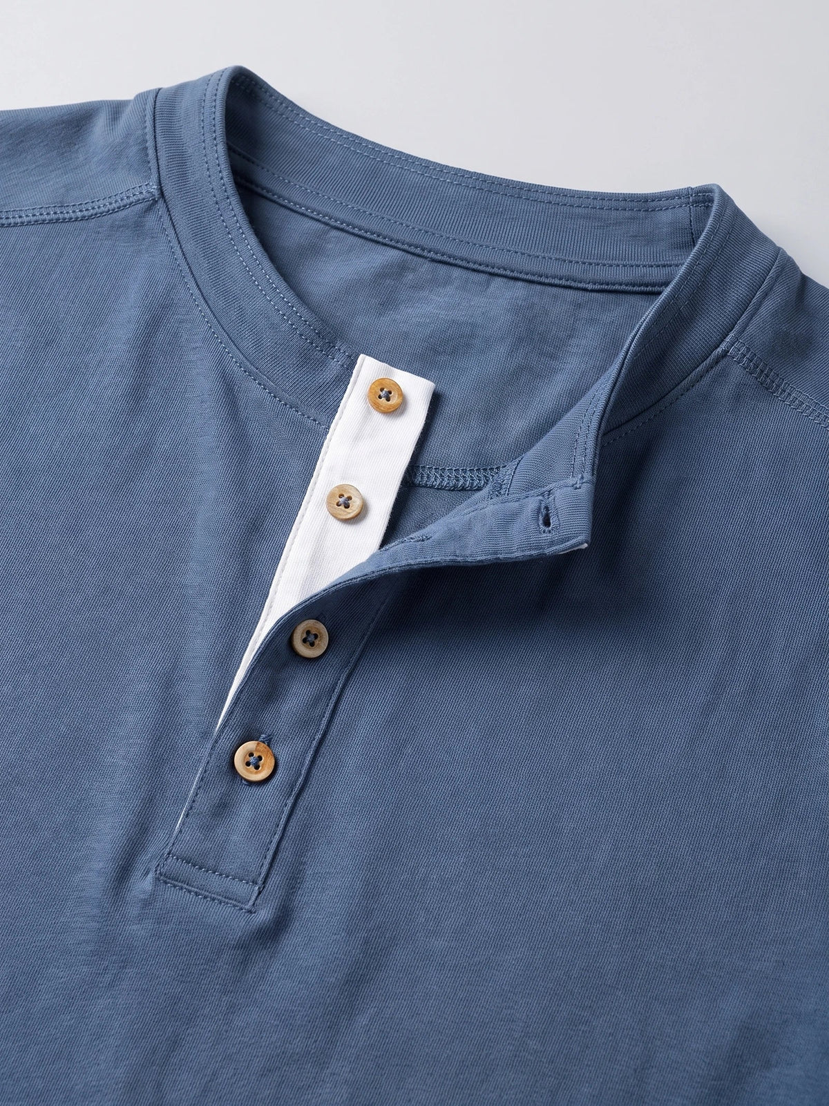 Men's Slim-Fit Long Sleeve Henley Shirt, Cotton Button Collar