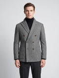 Men's Suit Coat Double-Breasted Herringbone Wool Blazer for Business Casual