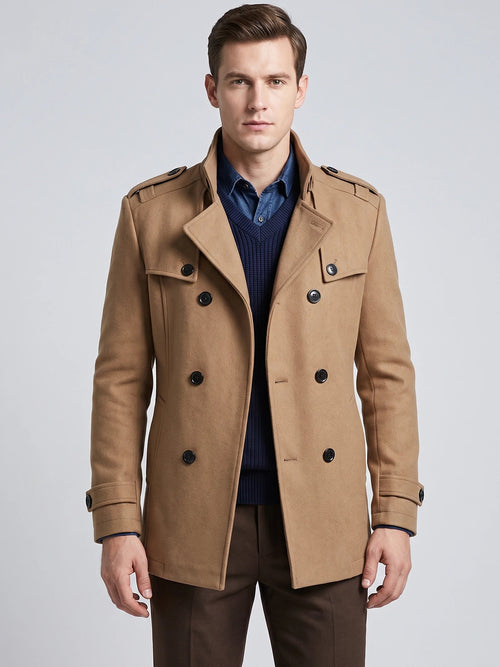Men's Long Wool Overcoat for Casual Wear