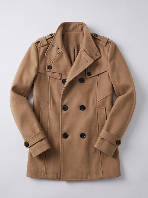 Men's Long Wool Overcoat for Casual Wear