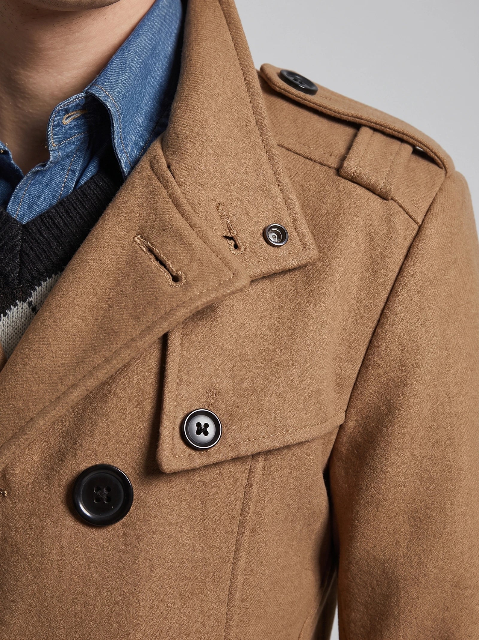 Men's Long Wool Overcoat for Casual Wear