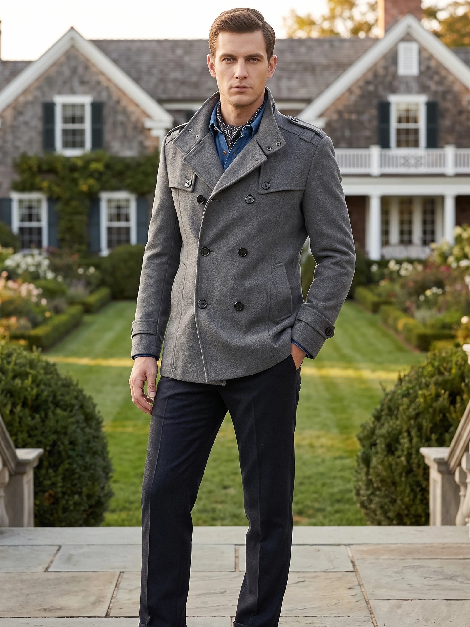 Men's Long Wool Overcoat for Casual Wear