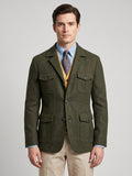 Men's Tweed Jacket, Single-Breasted Wool Blend Slim-Fit Blazer for Autumn Winter