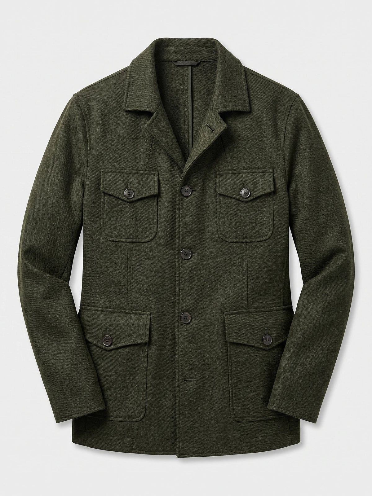Men's Tweed Jacket, Single-Breasted Wool Blend Slim-Fit Blazer for Autumn Winter