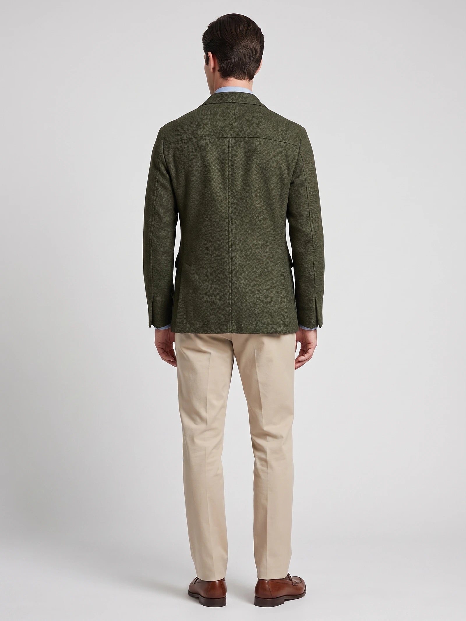 Men's Tweed Jacket, Single-Breasted Wool Blend Slim-Fit Blazer for Autumn Winter