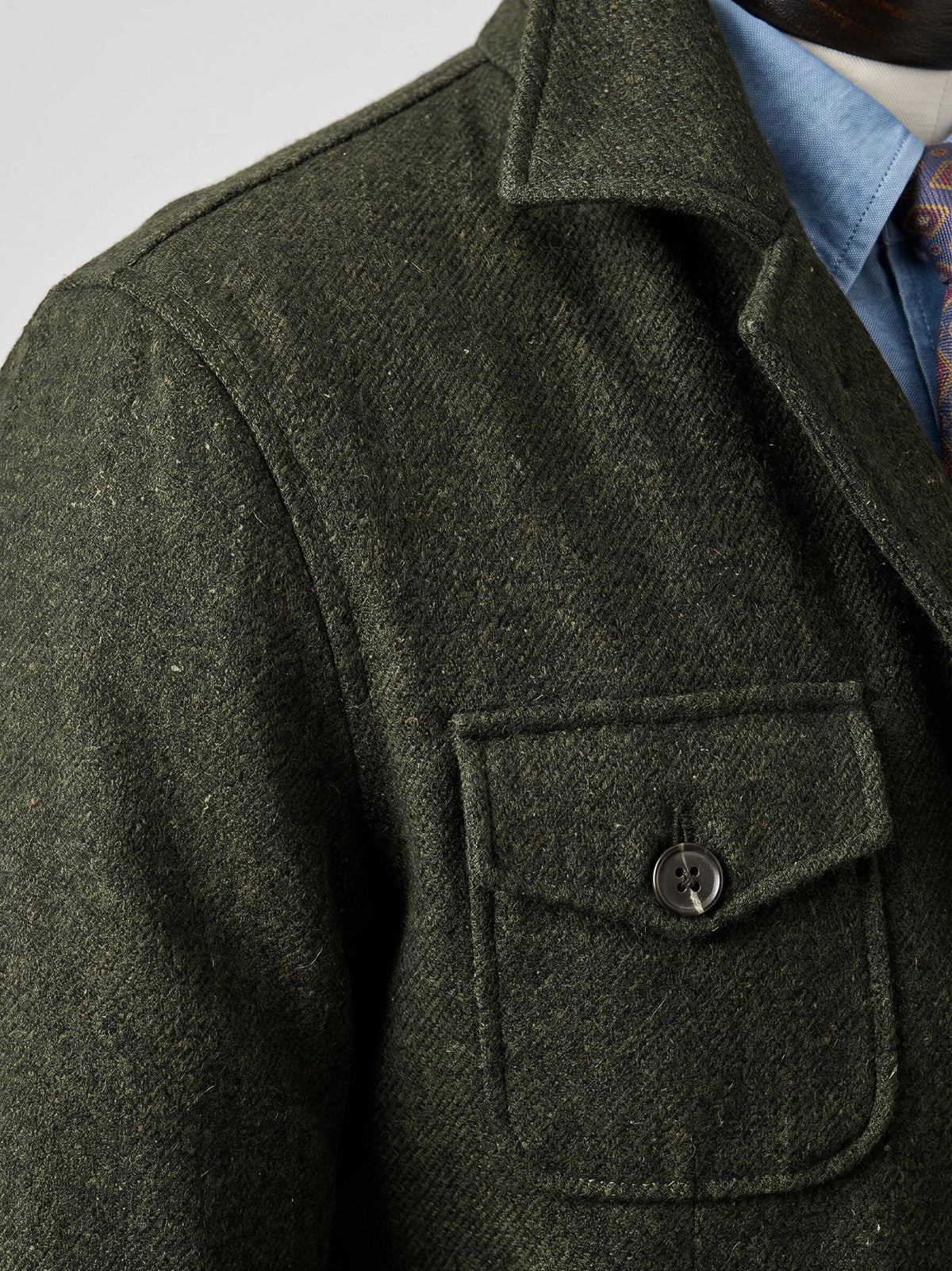 Men's Tweed Jacket, Single-Breasted Wool Blend Slim-Fit Blazer for Autumn Winter