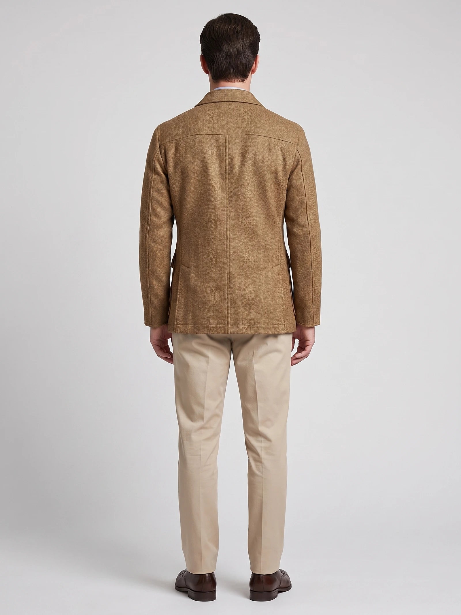 Men's Tweed Jacket, Single-Breasted Wool Blend Slim-Fit Blazer for Autumn Winter
