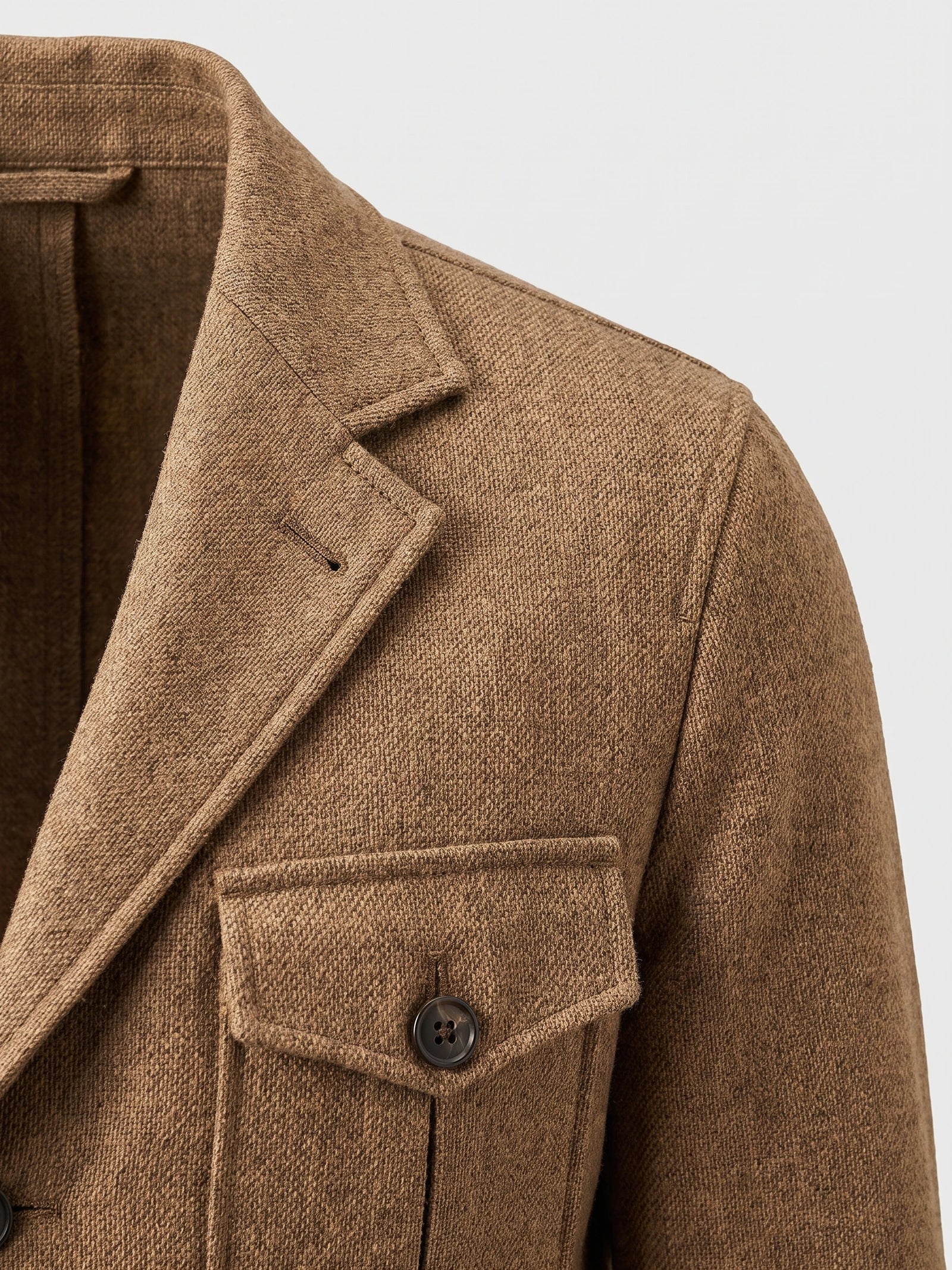 Men's Tweed Jacket, Single-Breasted Wool Blend Slim-Fit Blazer for Autumn Winter