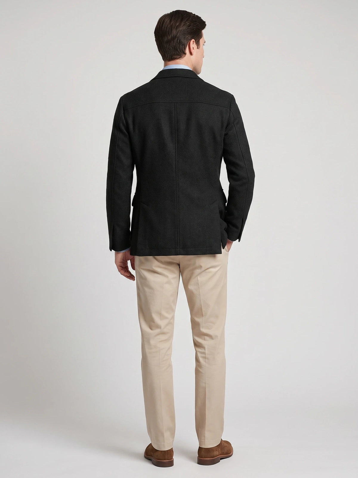 Men's Tweed Jacket, Single-Breasted Wool Blend Slim-Fit Blazer for Autumn Winter
