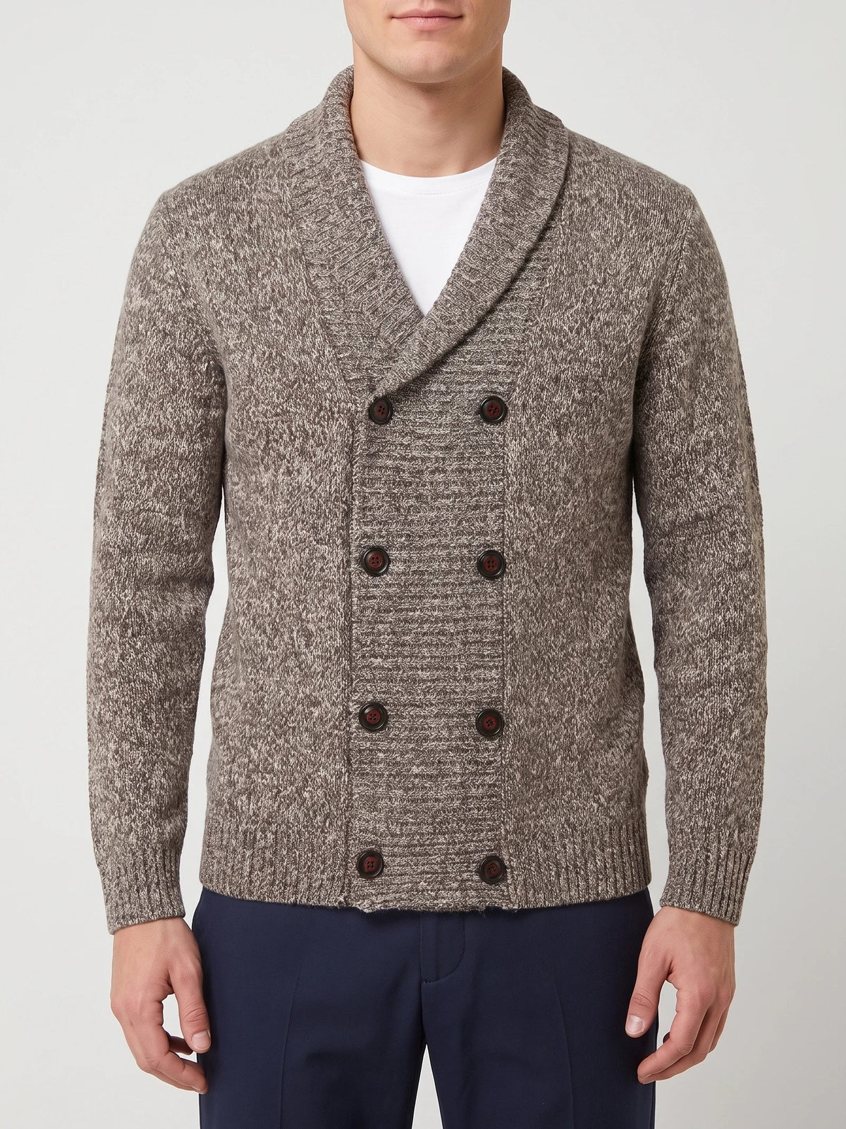 Men's Cardigan Jumper Double-Button Open Front Knit Autumn Winter Casual Wear