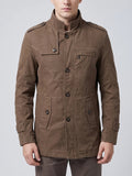 Men's Autumn Trench Coat, Brown Cotton Casual Jacket