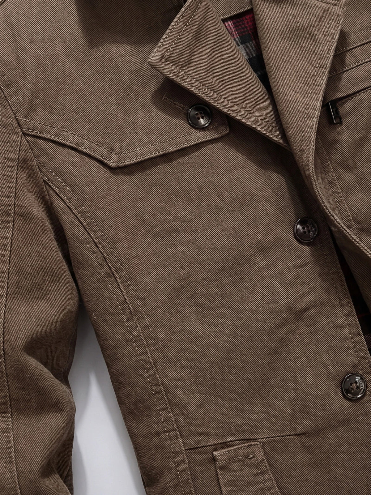 Men's Autumn Trench Coat, Brown Cotton Casual Jacket