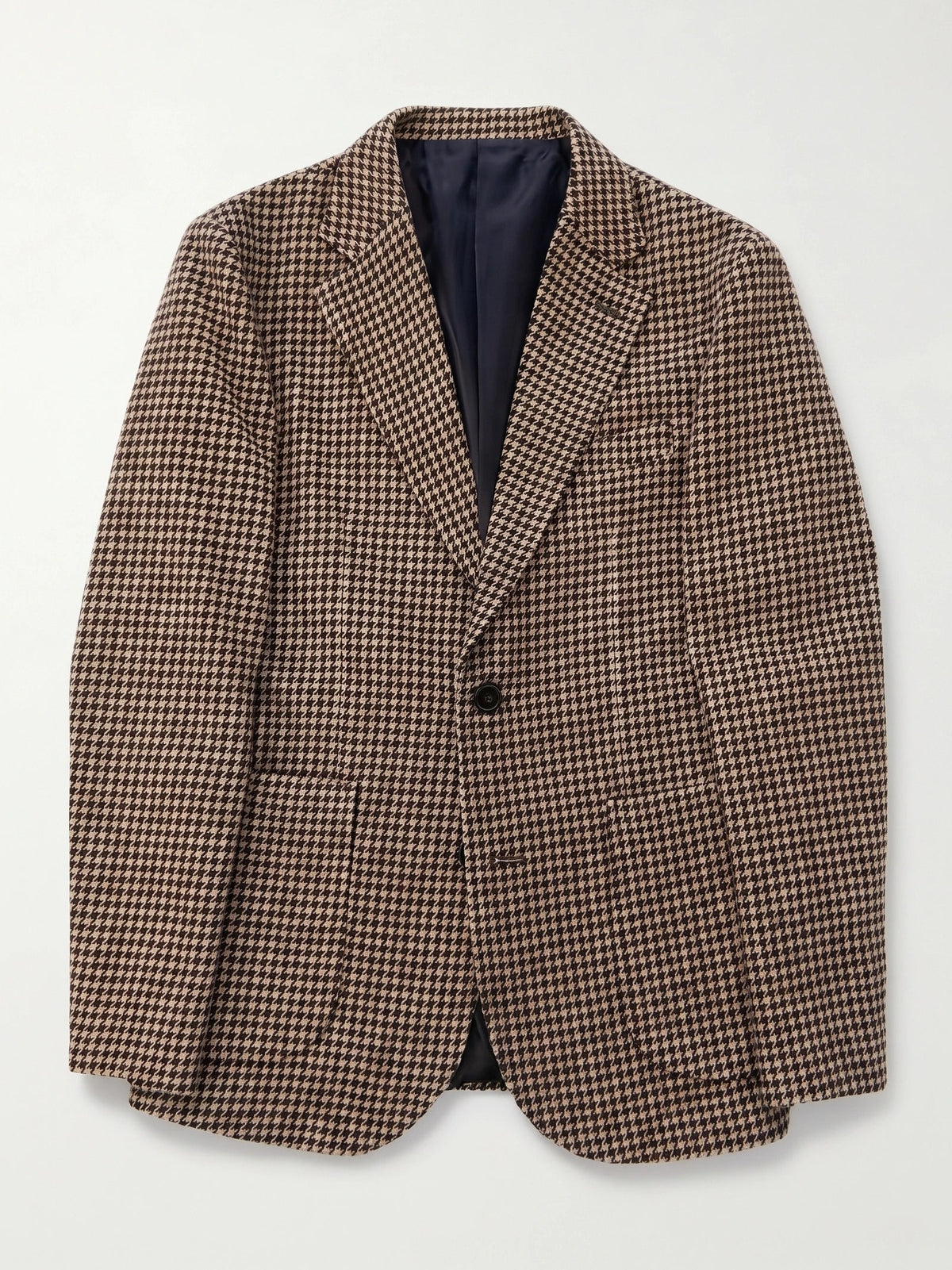 Men's Wool Tweed Blazer, Brown Houndstooth, Autumn Winter Casual Wear