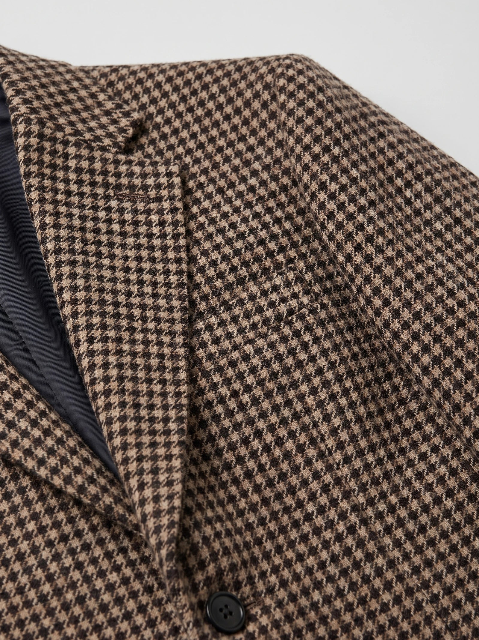 Men's Wool Tweed Blazer, Brown Houndstooth, Autumn Winter Casual Wear
