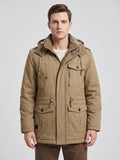 Men's Parkas Hooded Winter Jacket with Fleece Lining and Padding