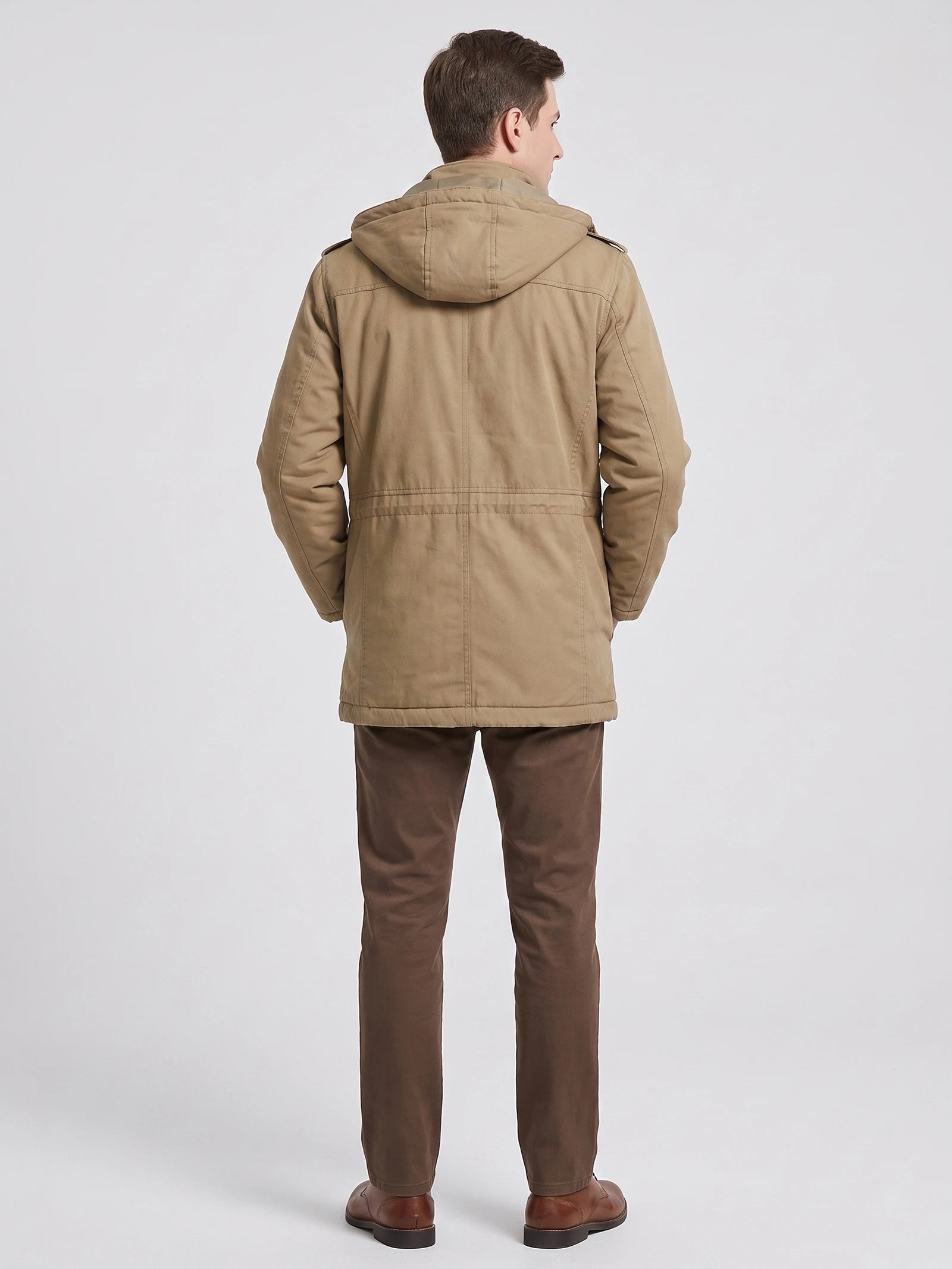 Men's Parkas Hooded Winter Jacket with Fleece Lining and Padding