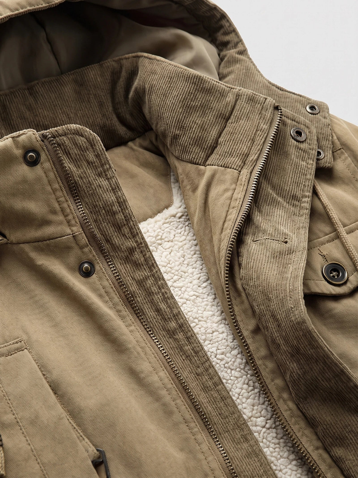 Men's Parkas Hooded Winter Jacket with Fleece Lining and Padding