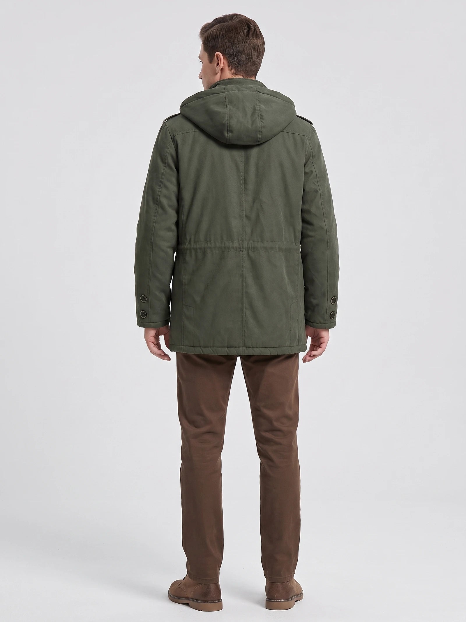 Men's Parkas Hooded Winter Jacket with Fleece Lining and Padding