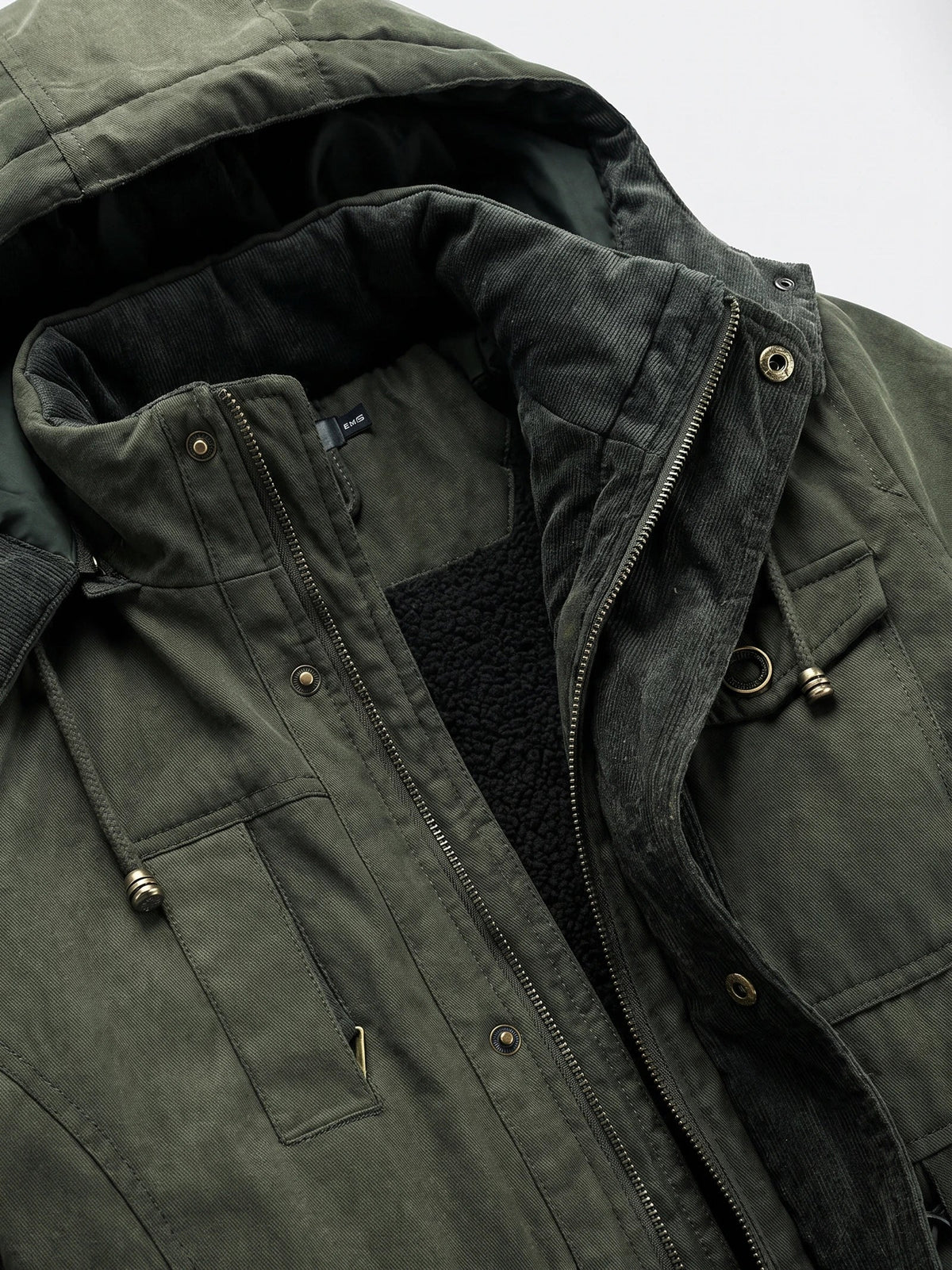 Men's Parkas Hooded Winter Jacket with Fleece Lining and Padding