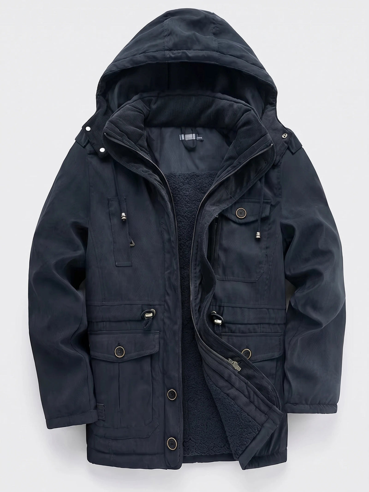 Men's Parkas Hooded Winter Jacket with Fleece Lining and Padding