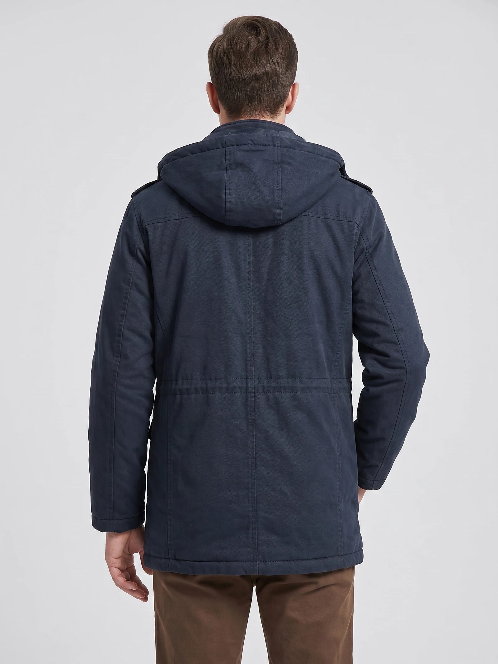 Men's Parkas Hooded Winter Jacket with Fleece Lining and Padding