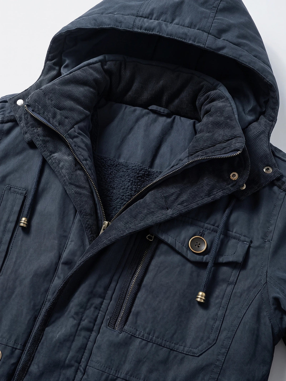 Men's Parkas Hooded Winter Jacket with Fleece Lining and Padding