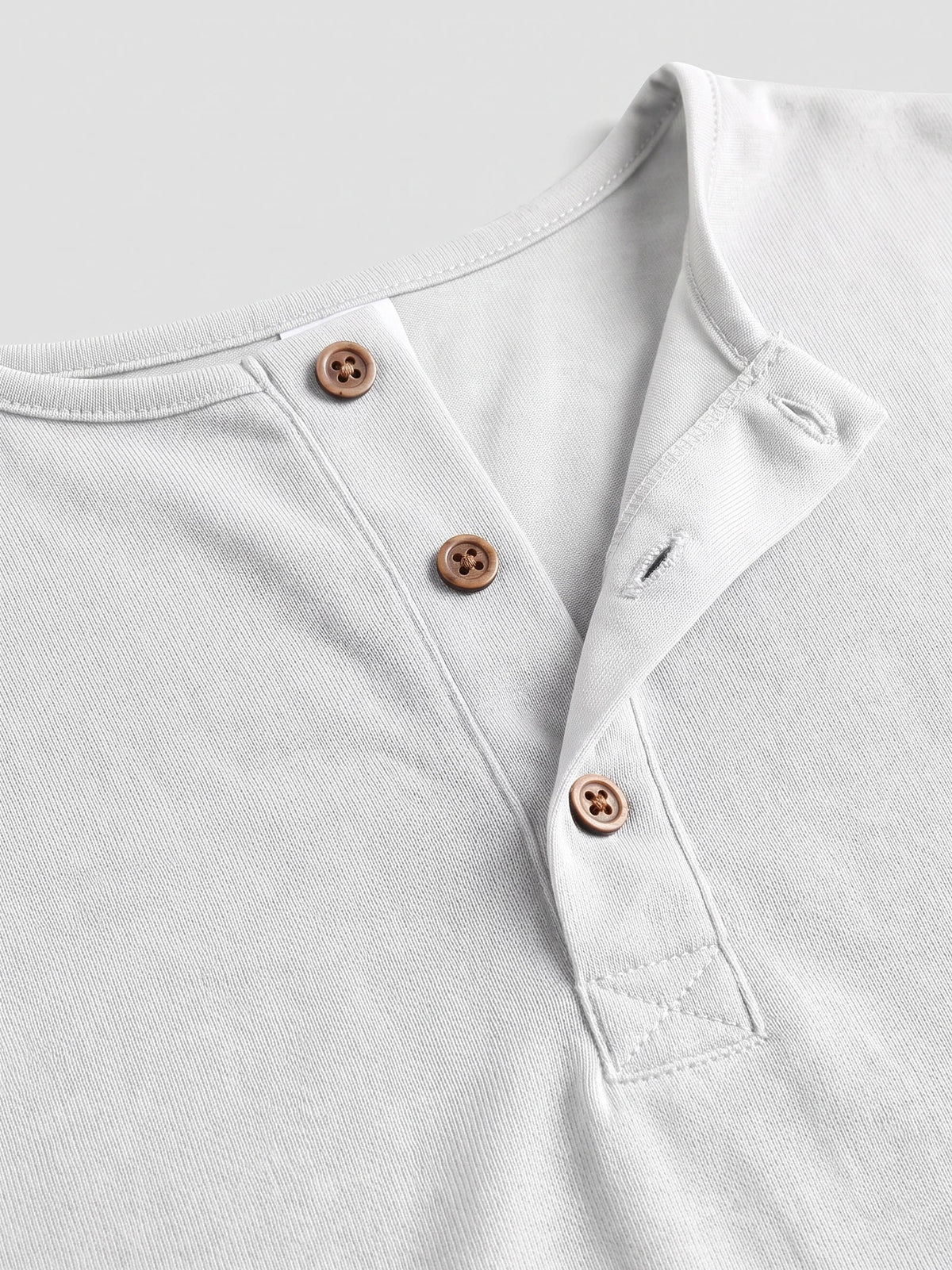 Men's Henley T-Shirt with Button Collar, Short Sleeves, Solid Colour