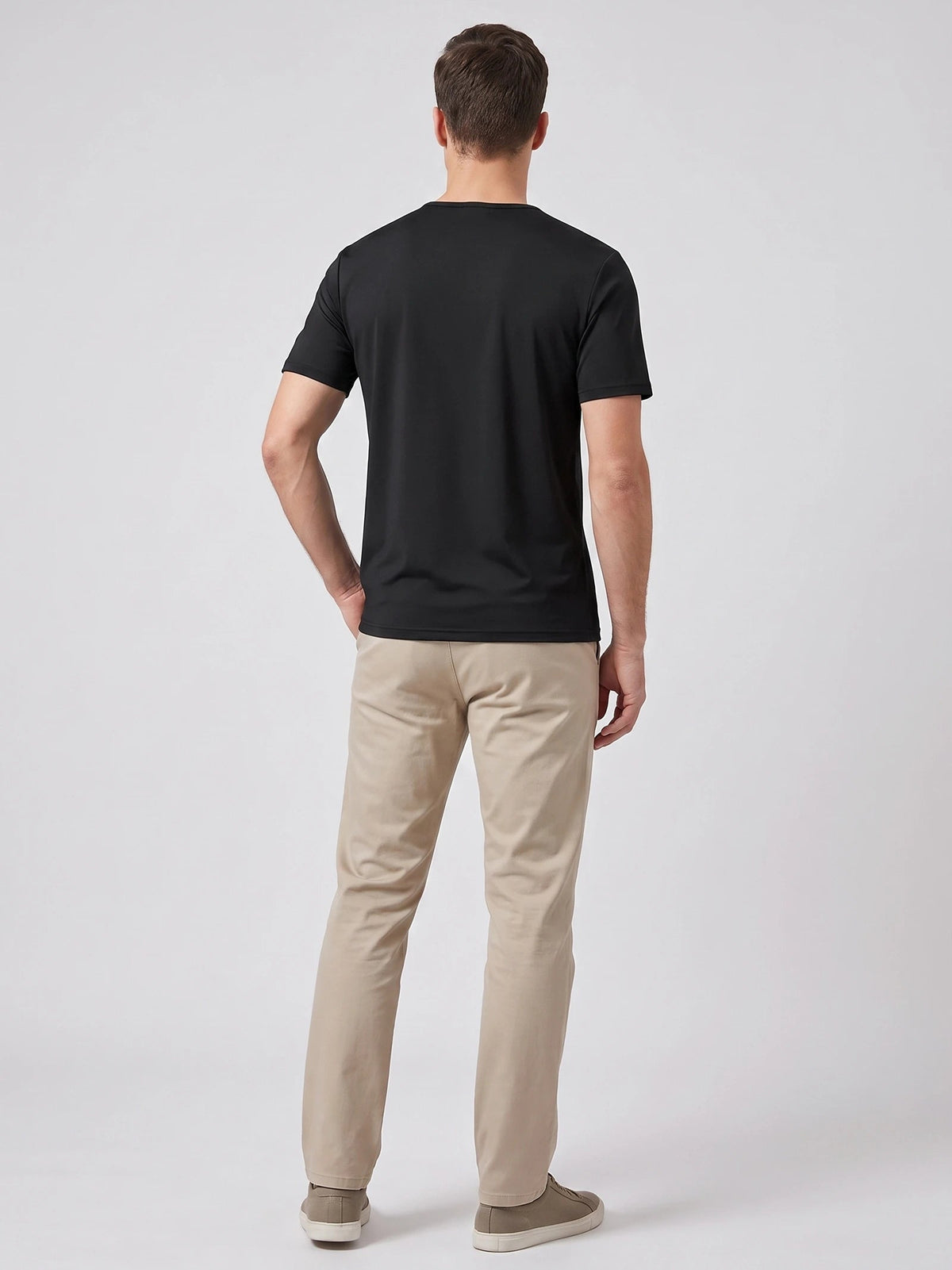 Men's Henley T-Shirt with Button Collar, Short Sleeves, Solid Colour