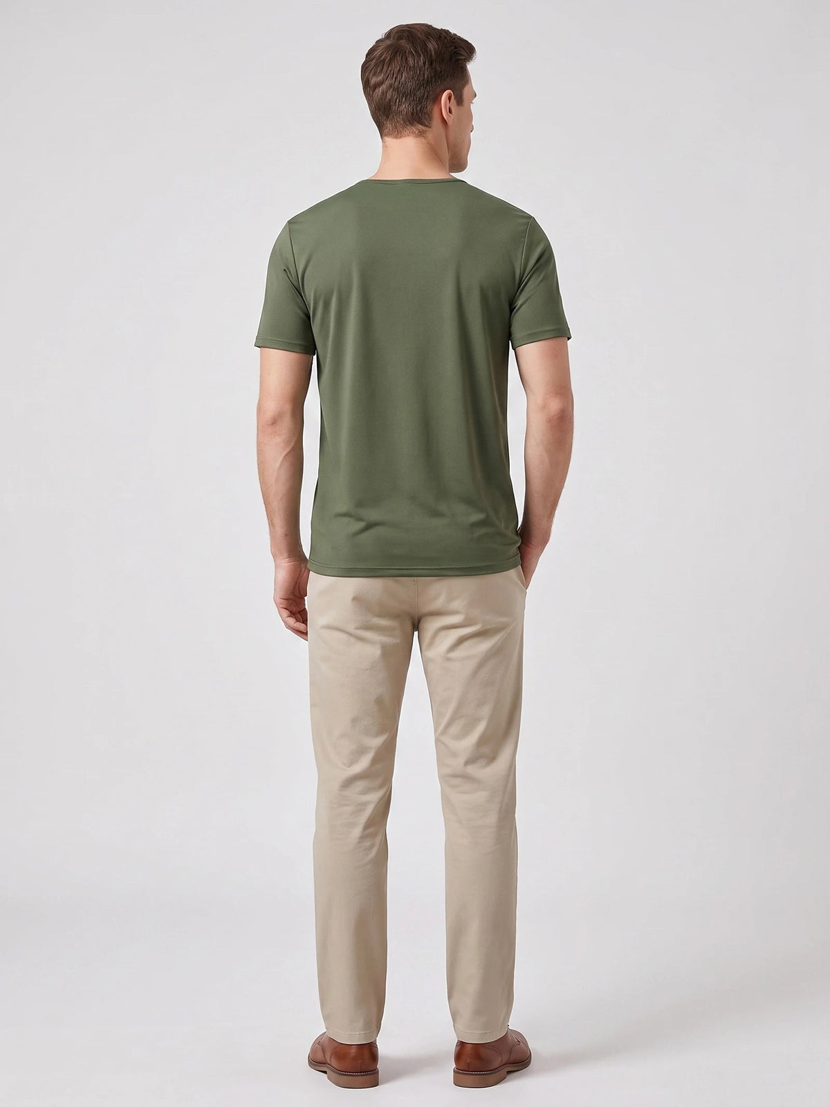 Men's Henley T-Shirt with Button Collar, Short Sleeves, Solid Colour
