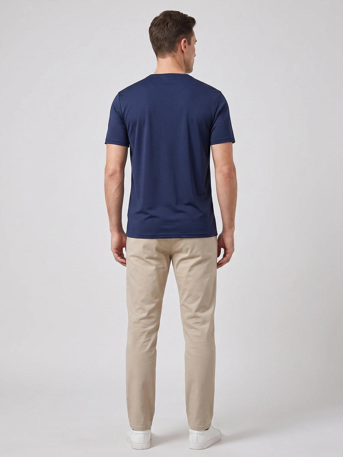 Men's Henley T-Shirt with Button Collar, Short Sleeves, Solid Colour