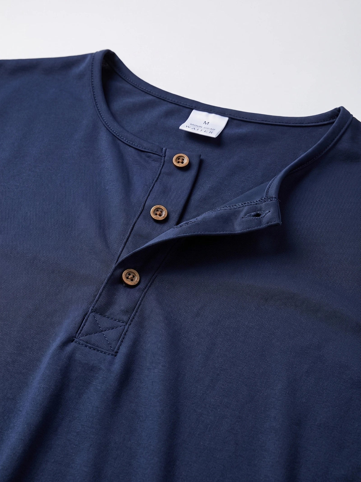 Men's Henley T-Shirt with Button Collar, Short Sleeves, Solid Colour