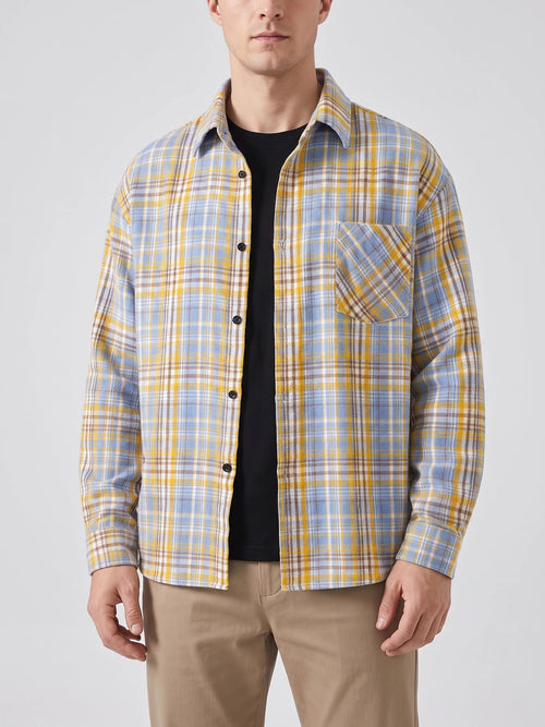Men's Check Flannel Shirt, Long Sleeve Autumn Winter Shirt
