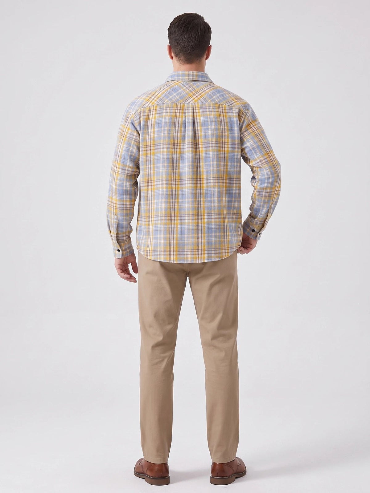 Men's Check Flannel Shirt, Long Sleeve Autumn Winter Shirt