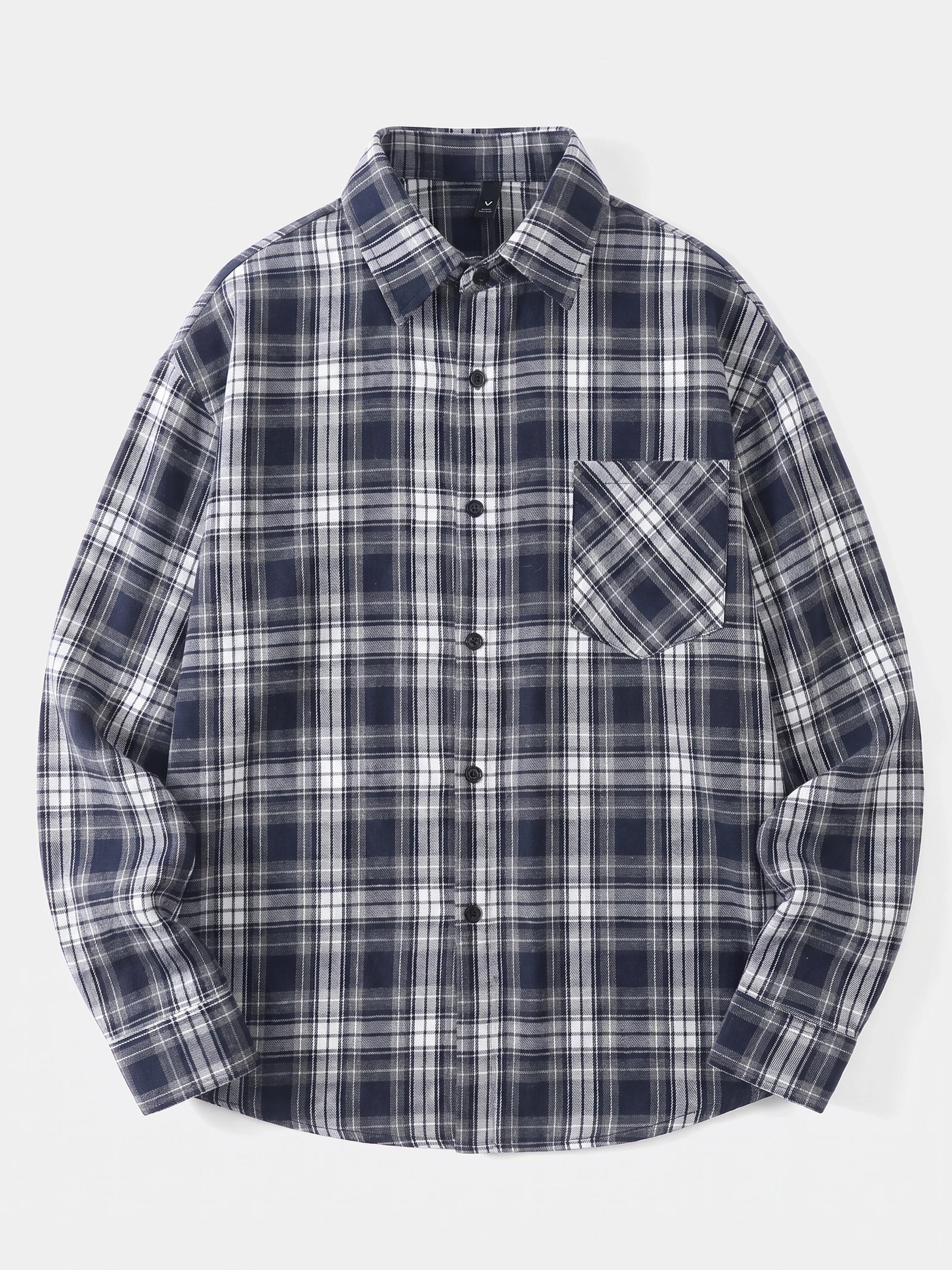 Men's Check Flannel Shirt, Long Sleeve Autumn Winter Shirt