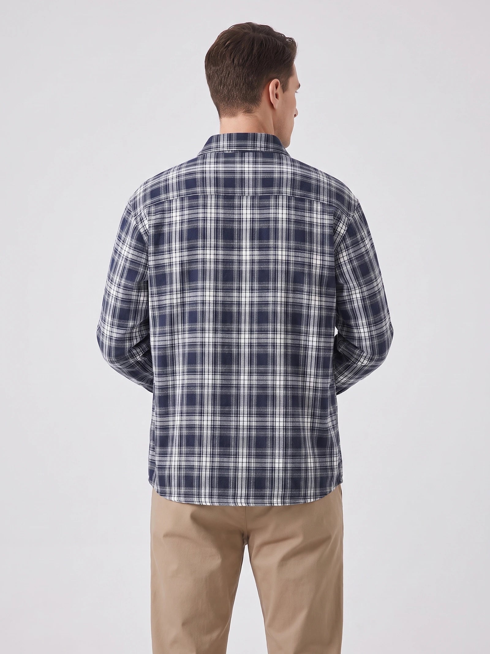 Men's Check Flannel Shirt, Long Sleeve Autumn Winter Shirt