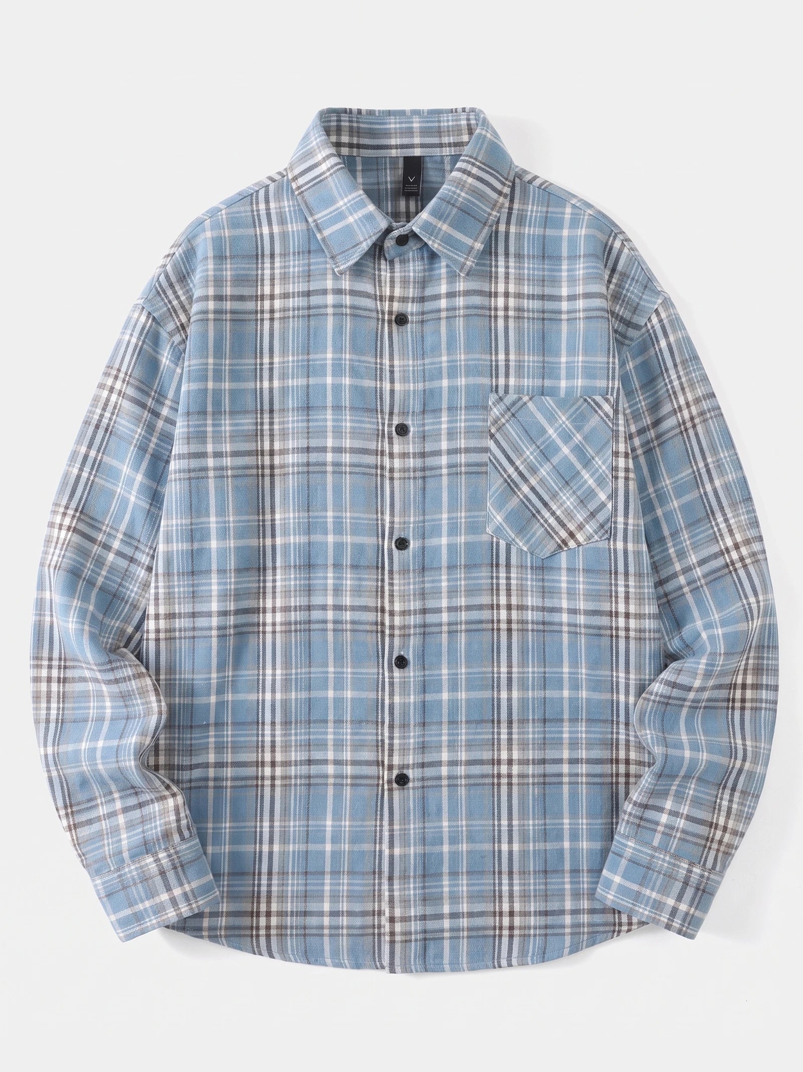 Men's Check Flannel Shirt, Long Sleeve Autumn Winter Shirt