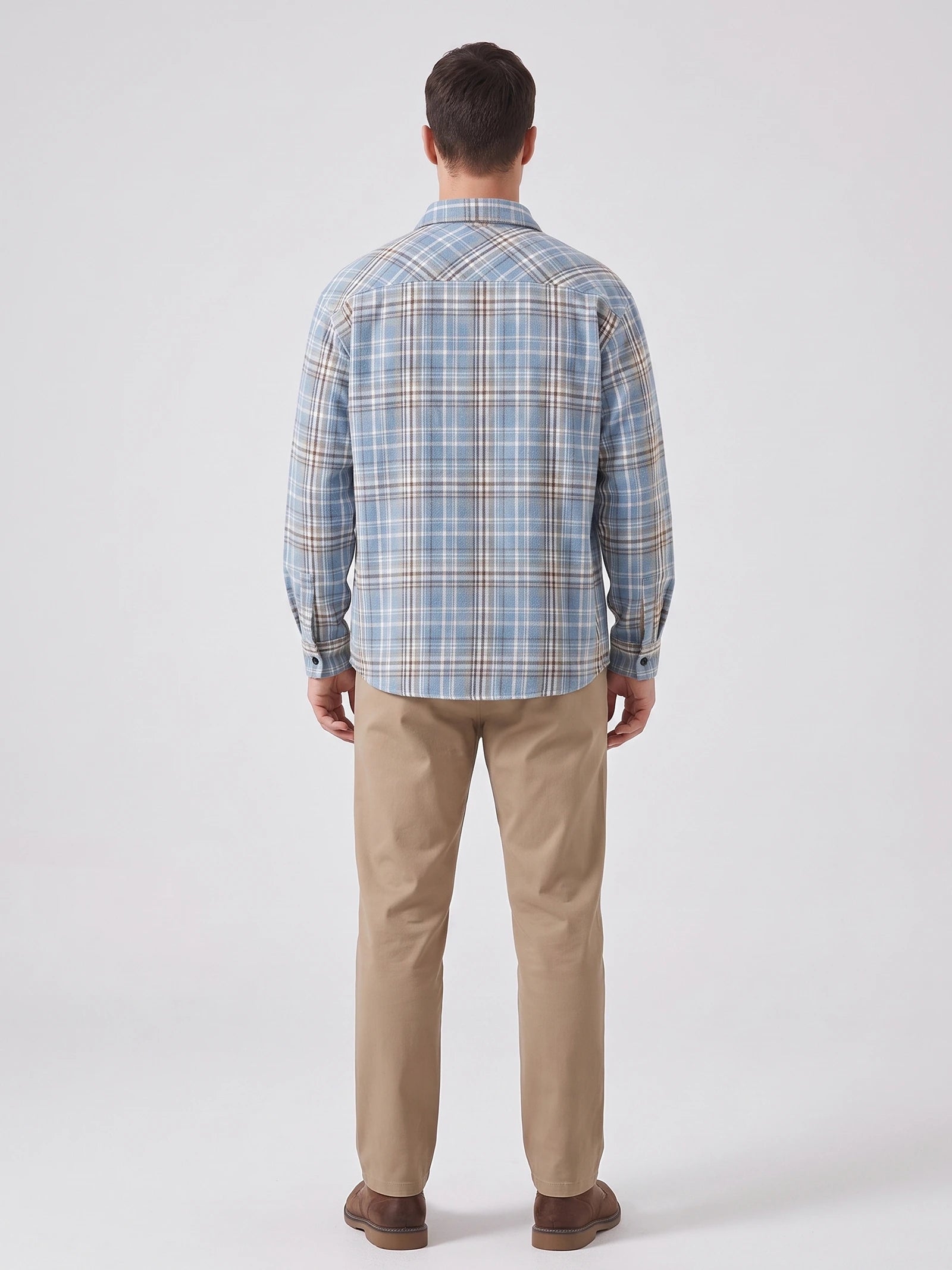 Men's Check Flannel Shirt, Long Sleeve Autumn Winter Shirt