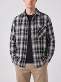 Men's Check Flannel Shirt, Long Sleeve Autumn Winter Shirt