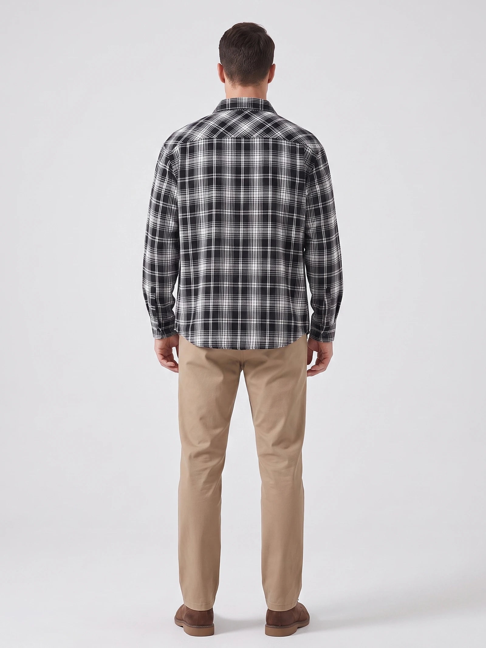 Men's Check Flannel Shirt, Long Sleeve Autumn Winter Shirt