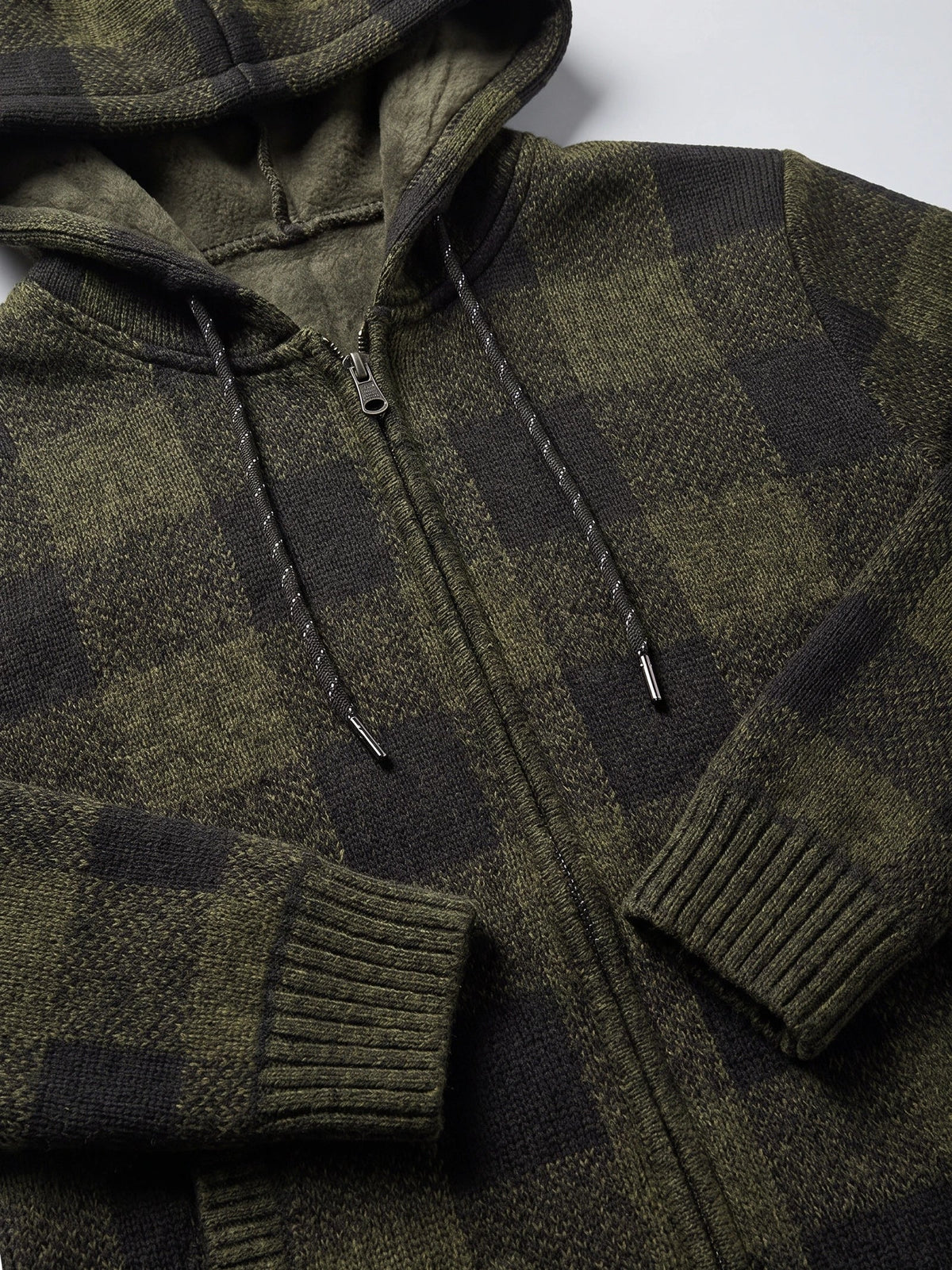 Men's Check Flannel Hooded Fleece Jacket for Autumn Winter Casual Wear