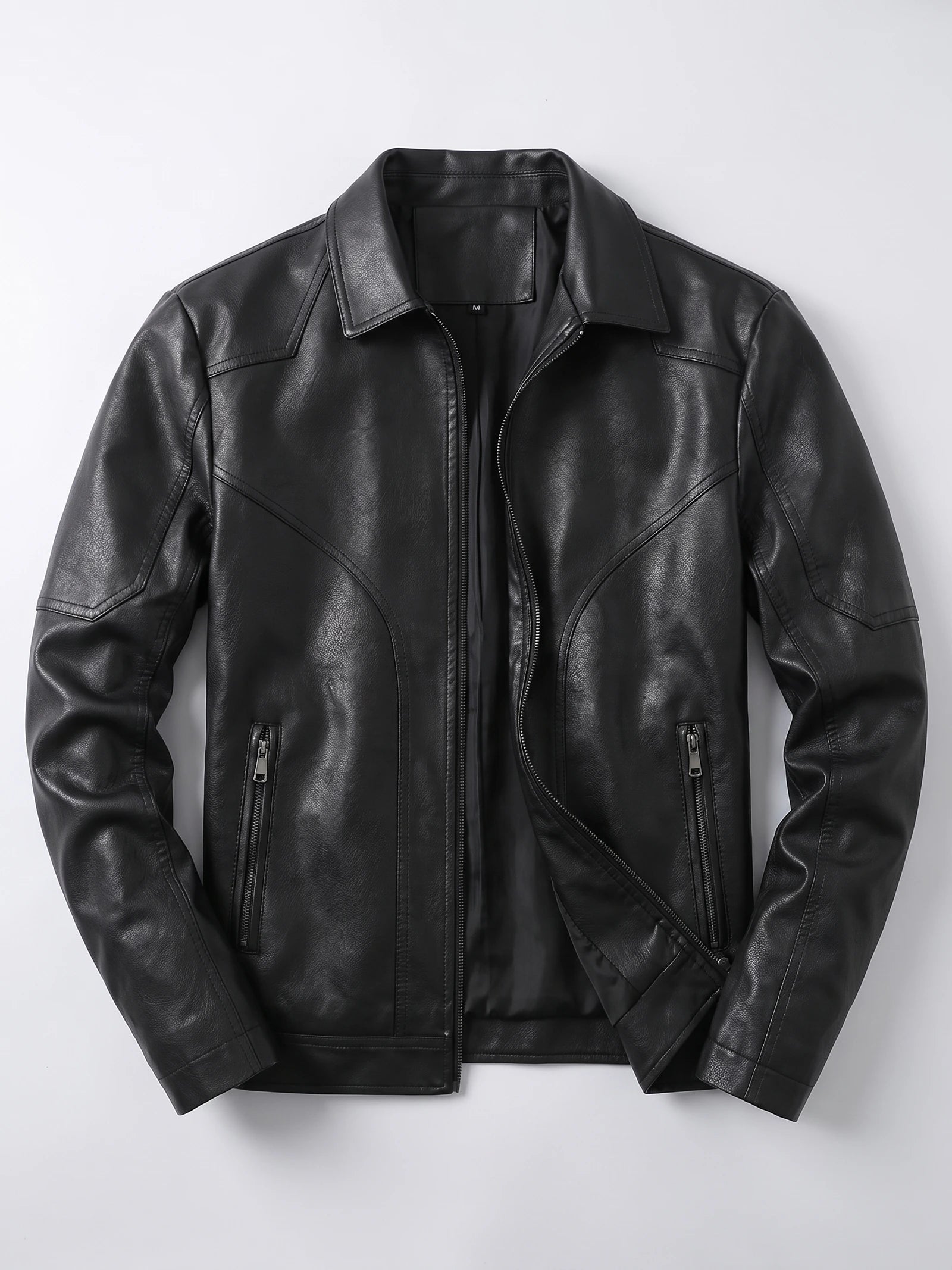 Men's Autumn Jacket Black Bomber Motorcycle Style