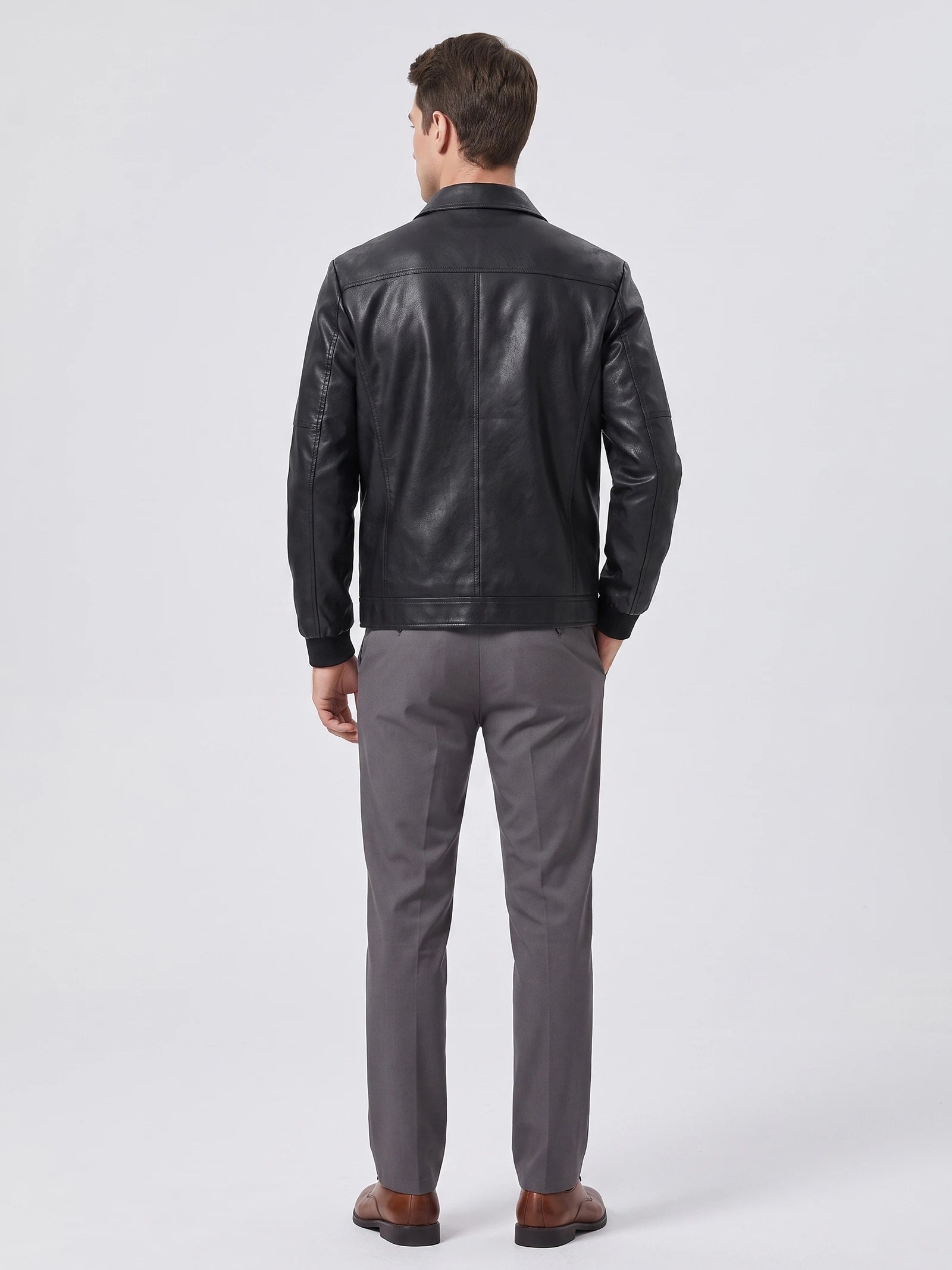 Men's Autumn Jacket Black Bomber Motorcycle Style